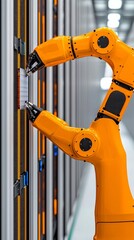 Robotic Arm Precision Handling Silicon Wafer in High Tech Factory