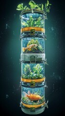 Futuristic Biodome  Aquatic Life   Plants in Space Colony