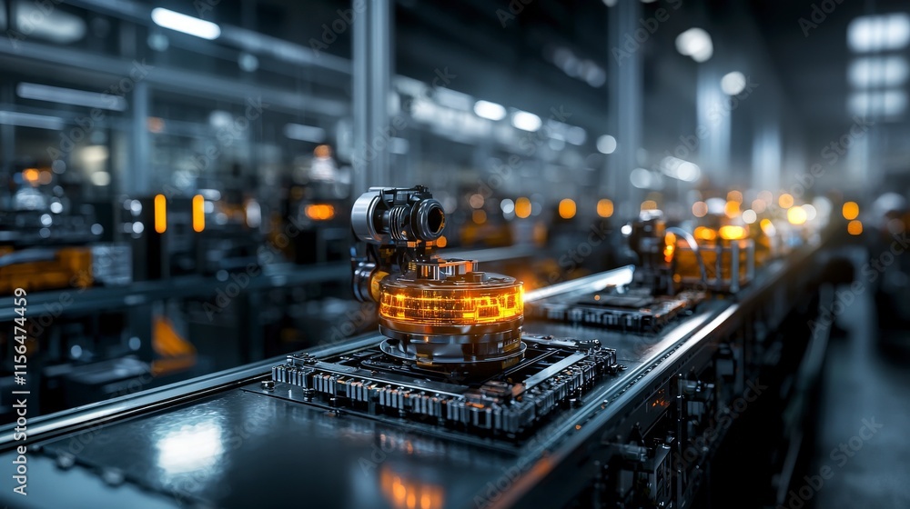 Poster Digital imagery of automated robotics boosting efficiency in high-tech logistics and warehouse operations
