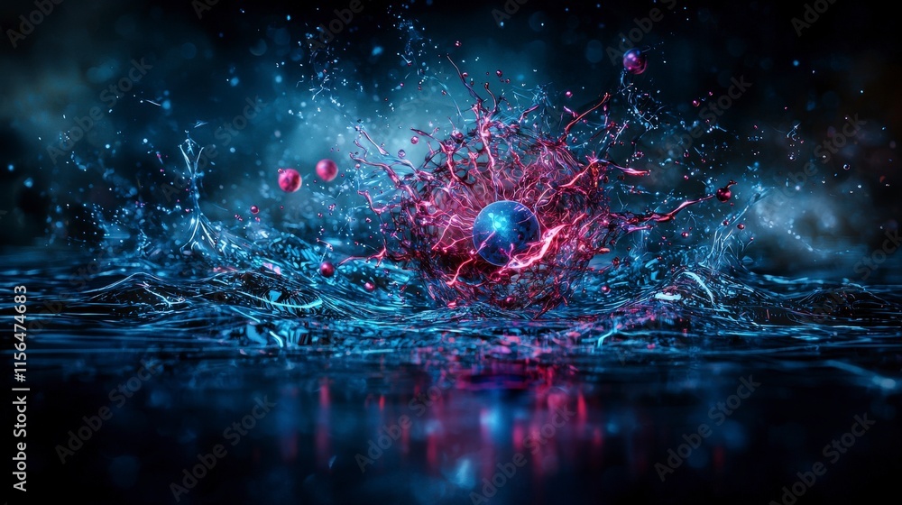 Aufkleber Quantum entanglement art digital realm abstract visualization cosmic environment dynamic viewpoint creative concept