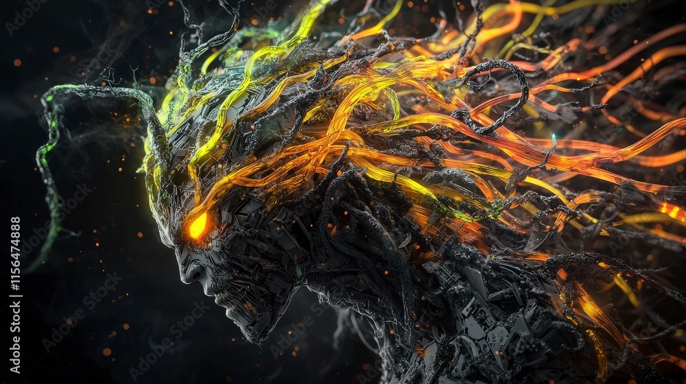 Poster mystical entity portrait fantasy realm digital artwork surreal environment close-up view imaginative
