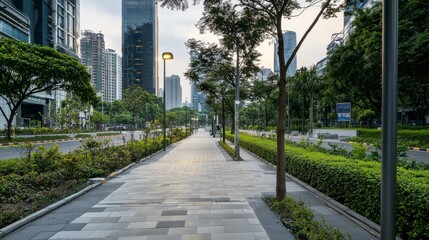 Fototapeta premium Smart city development urban environment city infrastructure modern landscape aerial view secure technology integration