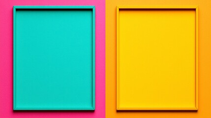 Colorful Frames  Teal Yellow Mockup  Blank Template  Modern Design  Abstract Background  G