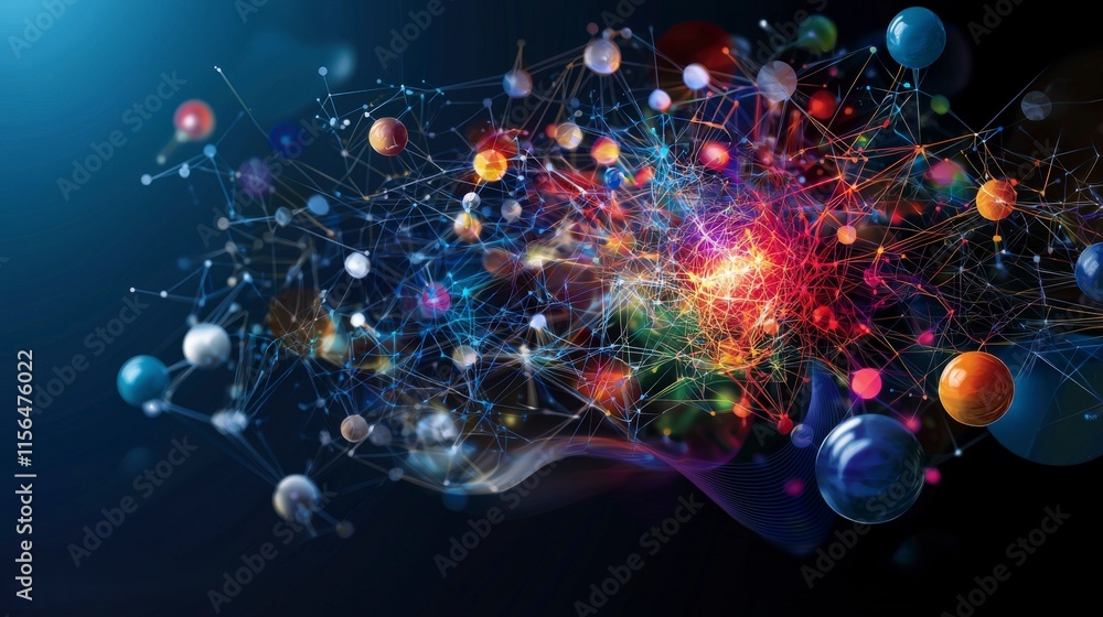 Poster Exploring quantum machine learning infographic on power technology science digital art abstract visualization