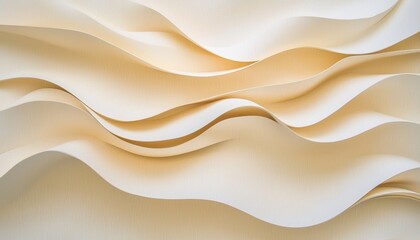 Obraz premium A textured arrangement of wavy, cream-colored paper sheets, creating a soft and dynamic visual flow.