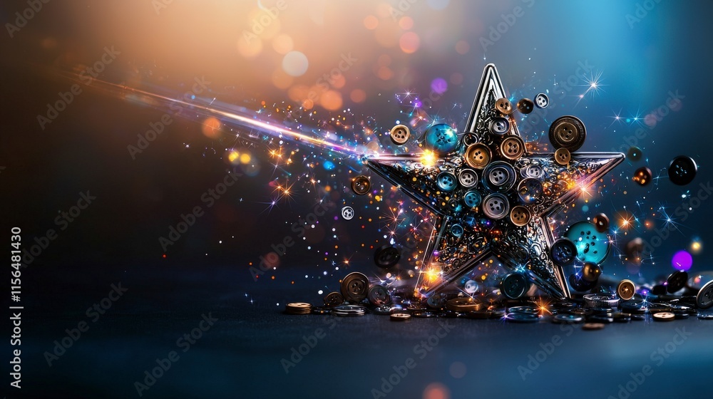 Poster shooting star art display modern gallery digital artwork abstract environment close-up view creative