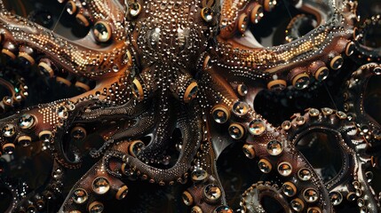 Obraz premium A detailed close-up of an octopus showcasing its texture and unique features.