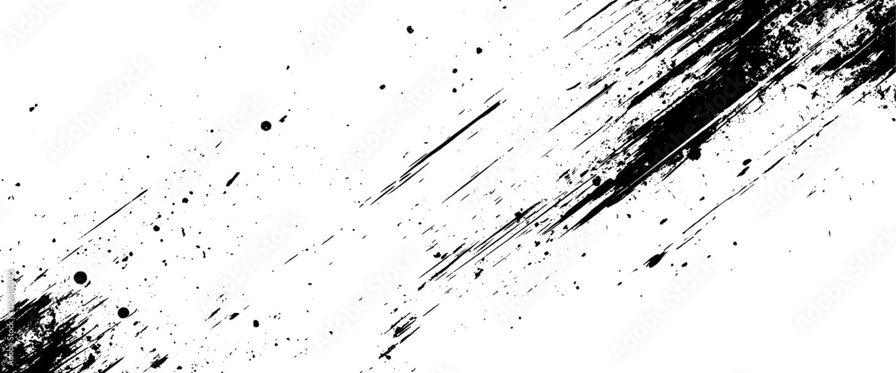Poster vector abstract background with splashes of black ink on an white canvas with mask stroke isolated o