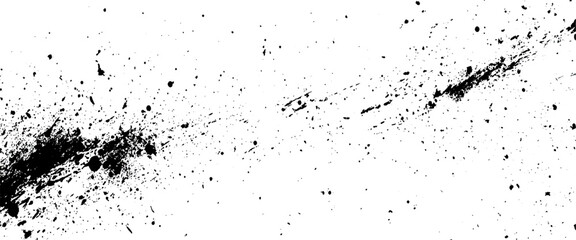 Vector abstract background with splashes of black ink on an white canvas with mask stroke isolated on white