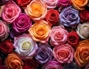 The profusion of roses in different colors creates a visually rich and captivating image