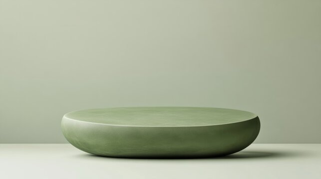 Low-profile green podium with smooth edges on a pale green background  - Powered by Adobe