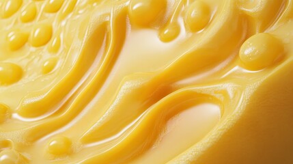Golden Yellow Substance With Smooth Texture And Round Bubbles