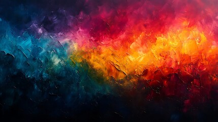 Abstract Oil Painting Vivid Colors Dynamic Brushstrokes