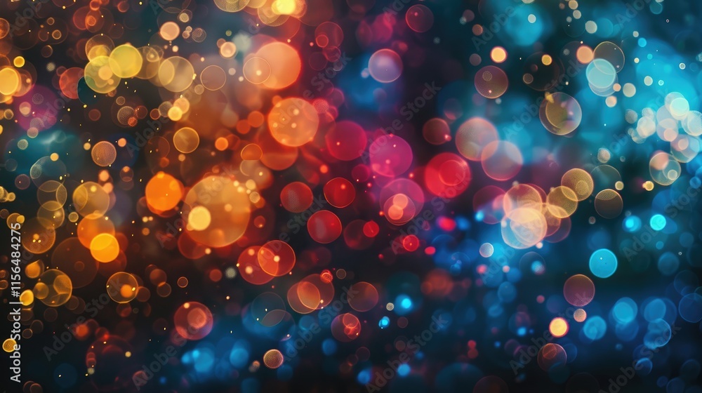 Poster a colorful abstract background featuring vibrant bokeh lights in various hues.