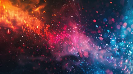 Abstract colorful design featuring vibrant swirls and bokeh effects.