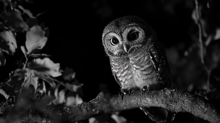 Fototapeta premium Spectacular Black and White Owl in the Night