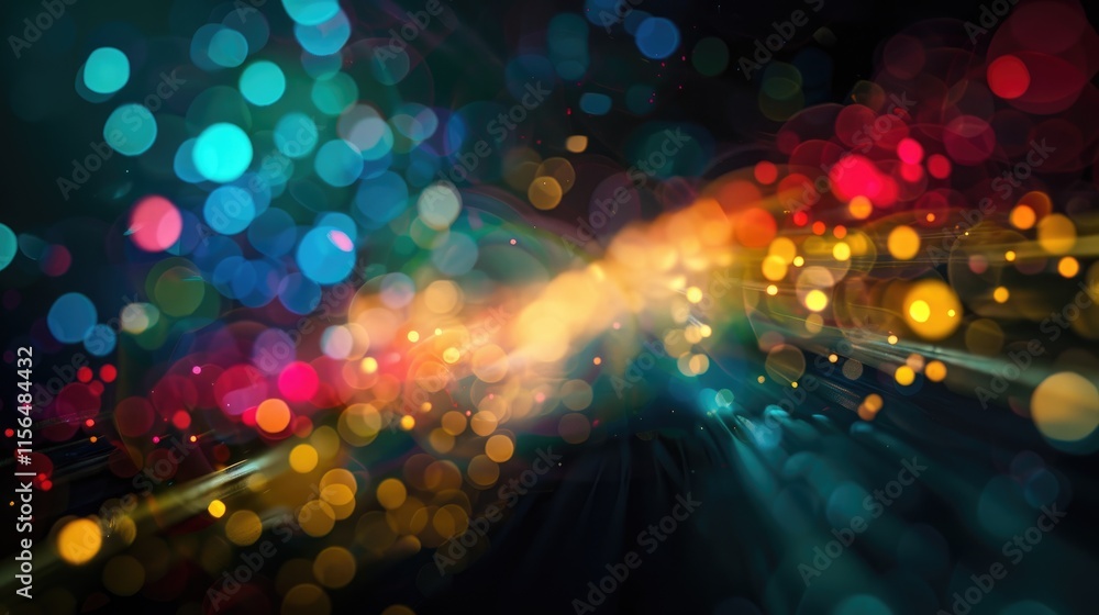 Aufkleber a vibrant abstract background with colorful bokeh effects and light rays.
