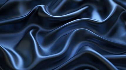 Fototapeta premium Dark Blue Silk Fabric Draped Smoothly Luxurious Waves