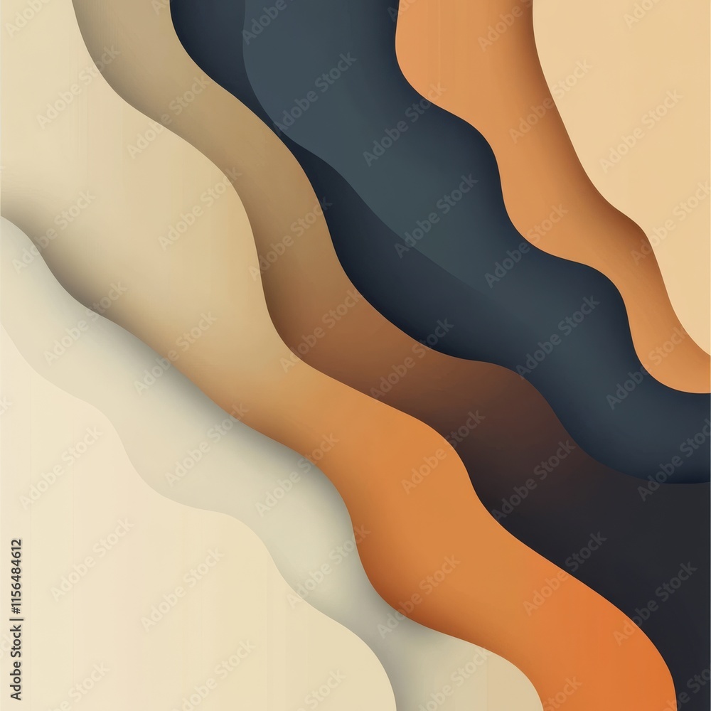 Aufkleber wavy shape layer with radial earthtone color gradient. abstract background design template. brown, o