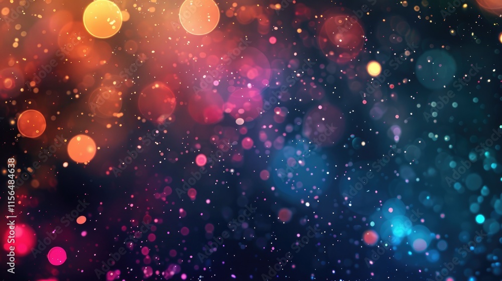 Aufkleber a vibrant background featuring colorful bokeh and sparkling particles.