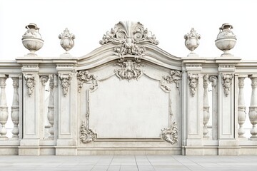 Obraz premium White fence and front door on white background
