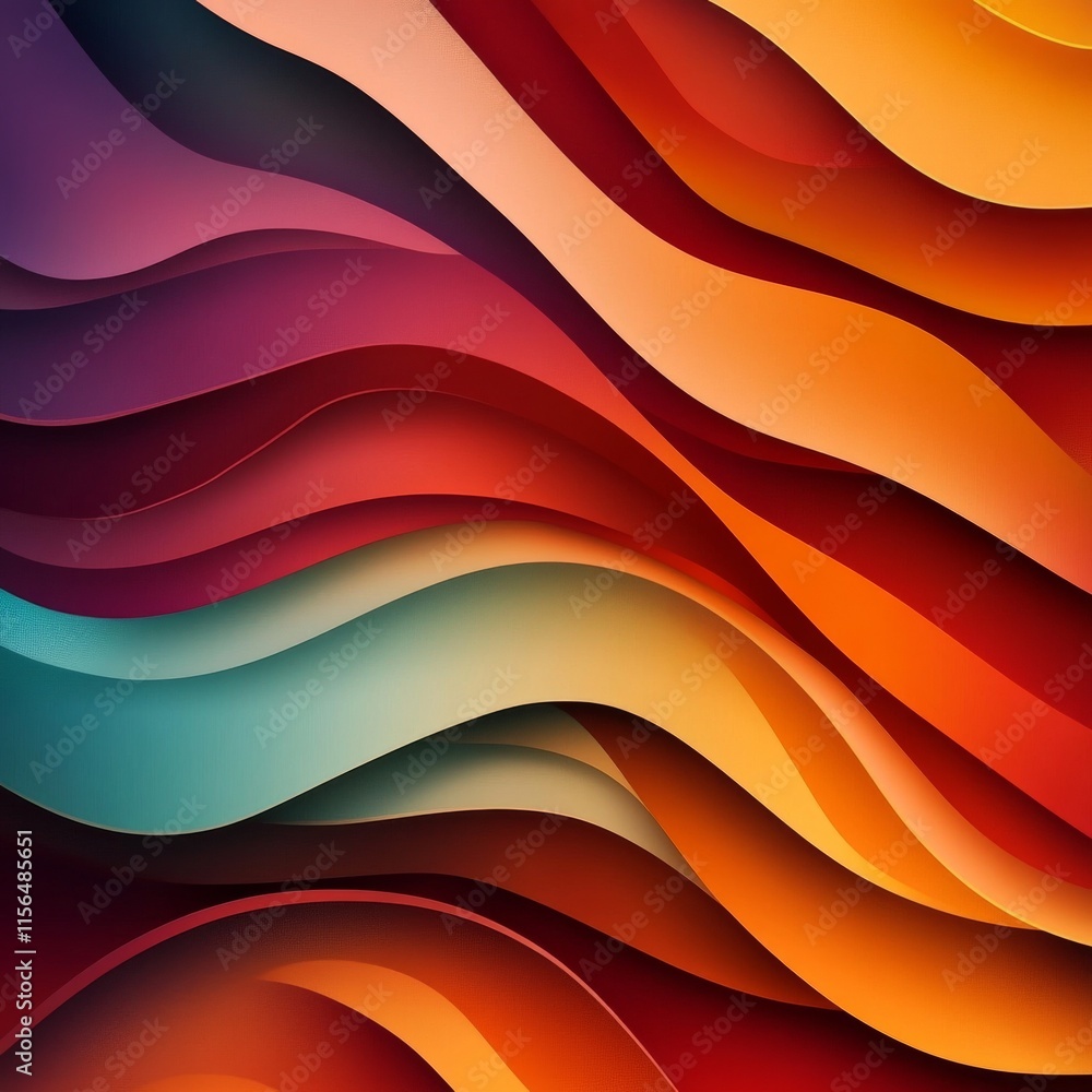 Fototapete overlapping multi colored wavy geometric shapes. abstract background design template.
