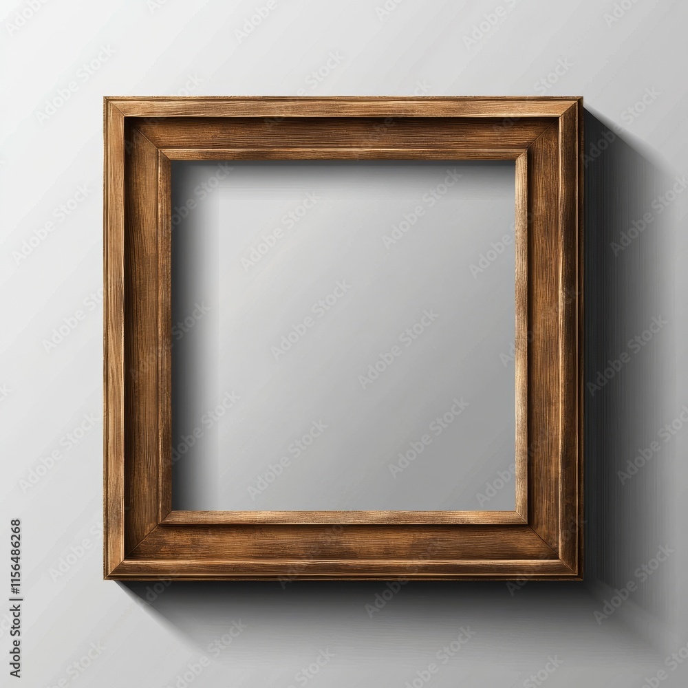 Aufkleber empty wooden wall frames set. vector realistic wood picture frame mockup template with shadow on tra