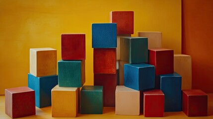 Colorful Wooden Blocks Arranged In A Pyramid Shape