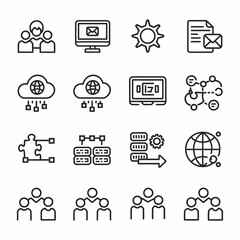 Connection line icon set vector