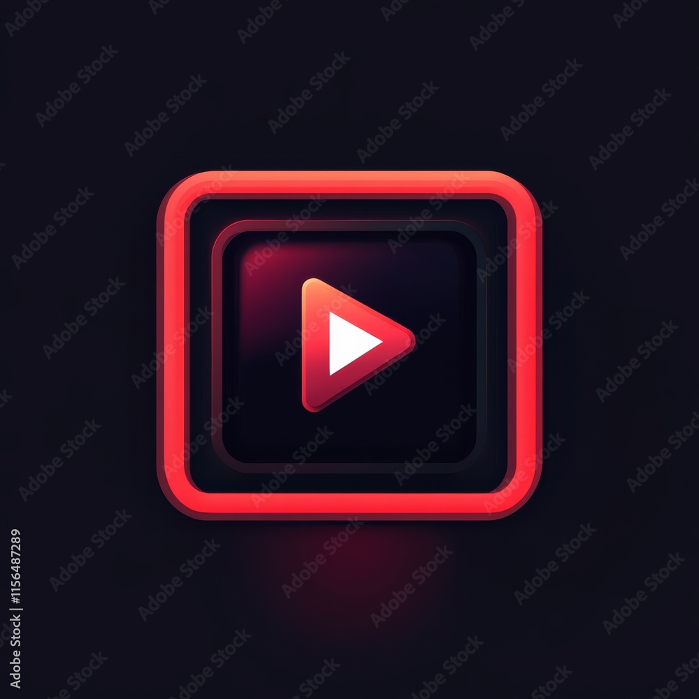 Poster virtual and live logo concept with square shape and tv icon with play button. broadcasting company l