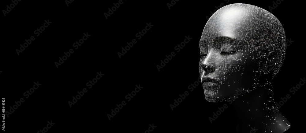 Poster abstract holographic representation of artificial intelligence with blank space for text and creativ