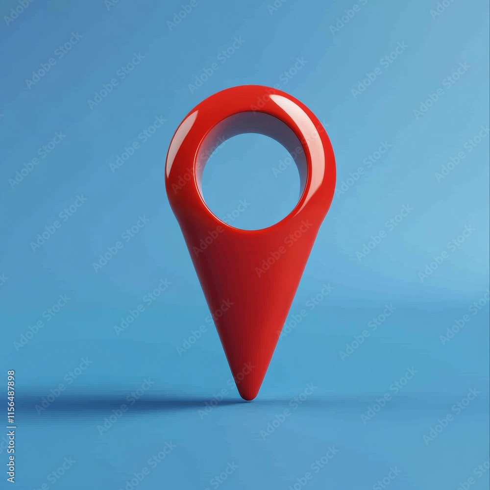 Poster red map pointer isolated on pastel blue color background. creative 3d vector illustration.
