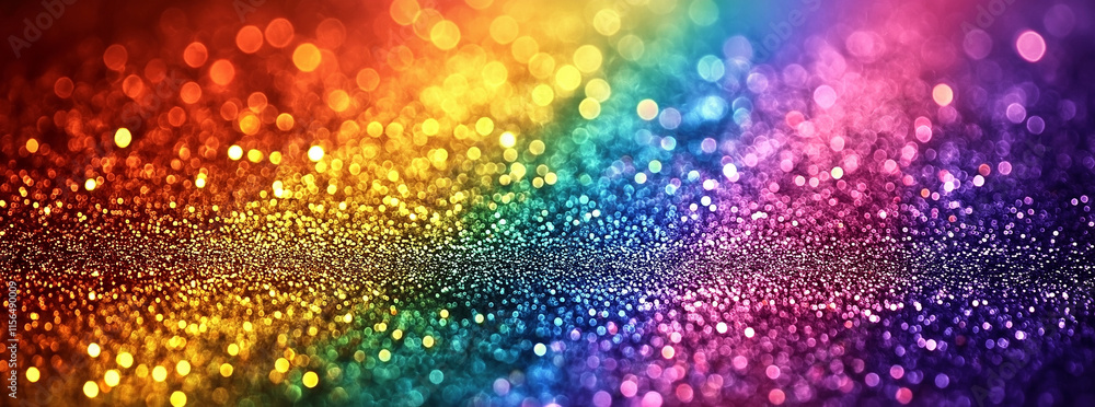 Aufkleber pastel rainbow glitter background featuring a soft bokeh effect, creating an enchanting and dreamy a