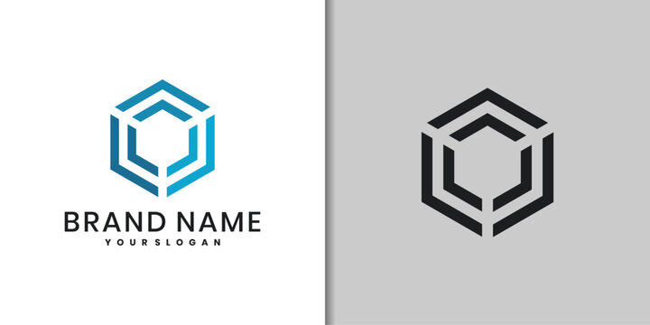 geometric cube logo vector design