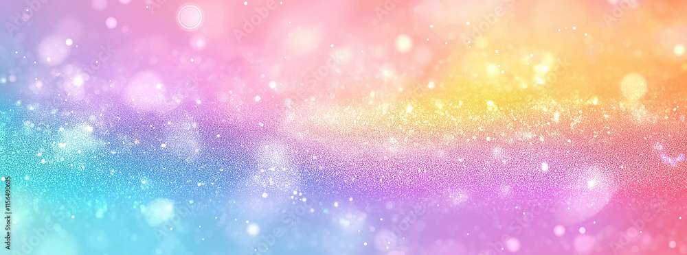Aufkleber pastel rainbow glitter background featuring a soft bokeh effect, creating an enchanting and dreamy a