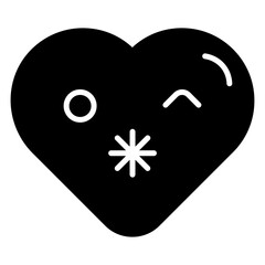 Heart symbol with a kiss gesture, featuring puckered lips and a romantic expression.