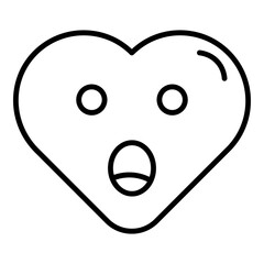 Heart symbol with a surprised expression, featuring wide eyes and dynamic details.