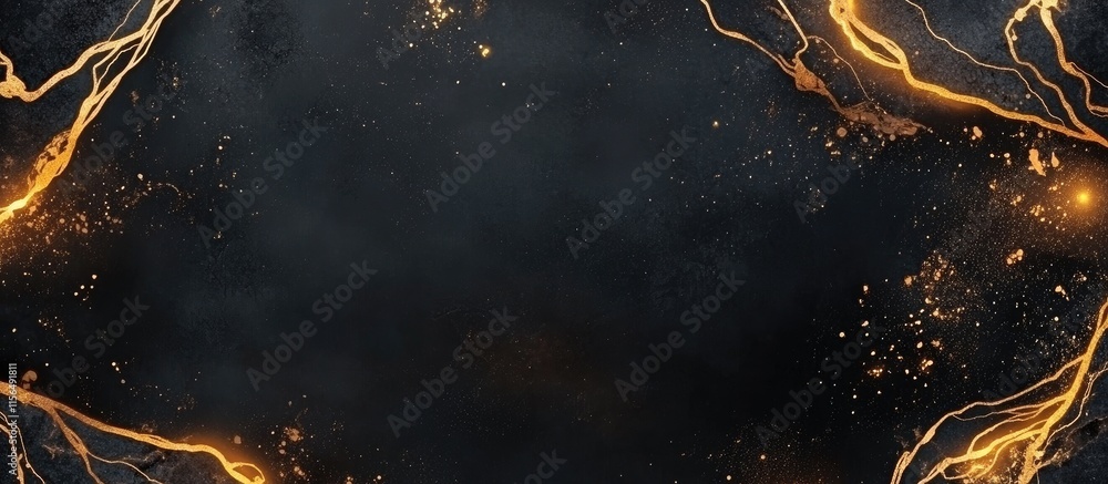 Poster elegant black marble texture with golden veins creating a refined background ideal for text or desig
