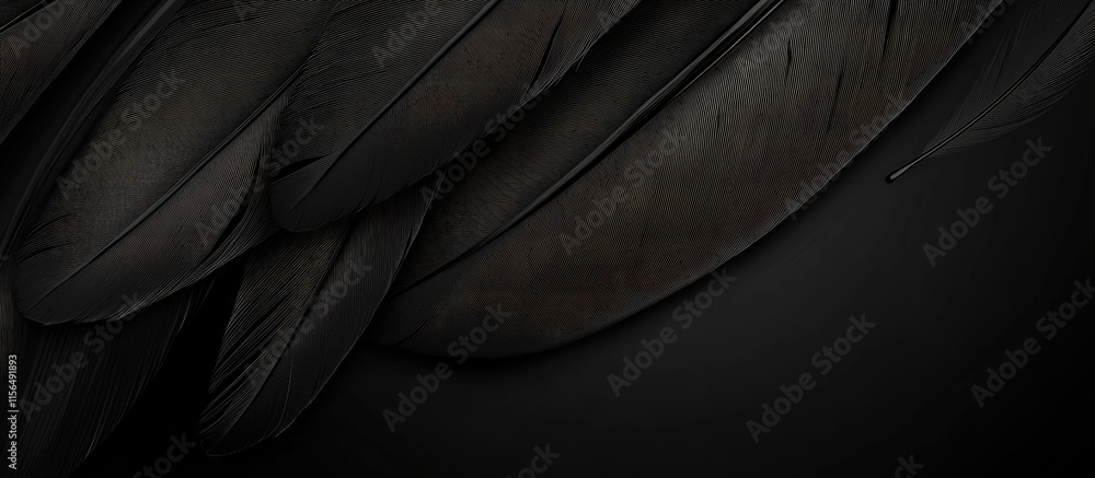 Aufkleber elegant black feather background with dark textures and soft shadows ideal for banner mockups and te