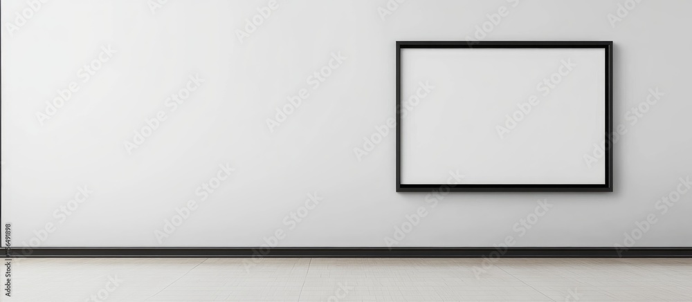 Aufkleber black frame on white wall in hallway featuring spacious empty copyspace for customizable text or art
