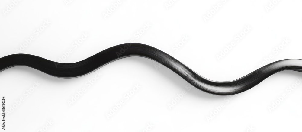 Poster curved black wavy line on white background with ample copyspace for text and design elements for cre