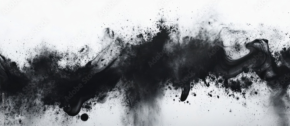 Poster black tendril ink smoke texture background with empty copyspace for text ideal for artistic designs 