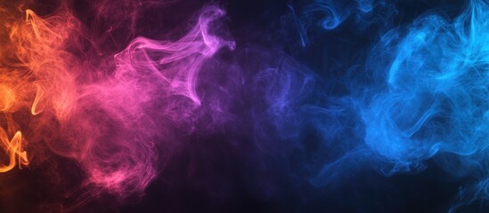 Fototapeta premium Vibrant smoke wave background with blue and pink hues creating a dynamic abstract design suitable for banners and creative projects.