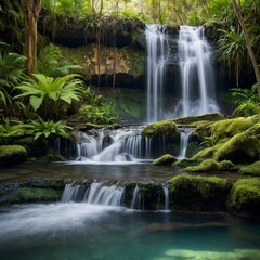 Beneath the Cascade: Galaxias Fontanus Swimming in Calm Waters Below a Waterfall