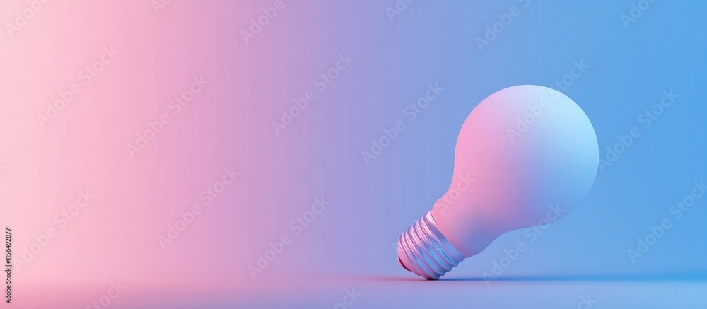 Poster 3d light bulb on soft blue gradient background with empty copy space for creative text and design el