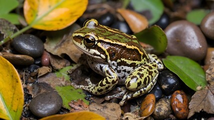 Fototapeta premium Hidden in Plain Sight: Northern Tinker Frog Camouflaged on the Forest Floor