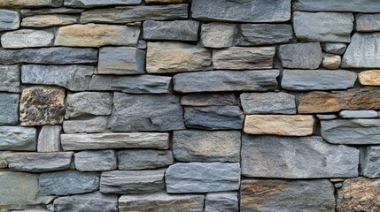 Fototapeta premium A textured stone wall of varying shades of gray and brown