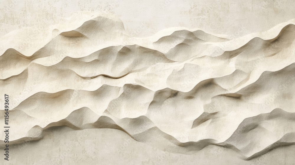 Poster aerial view of textured beige sand dunes creating soft contours with ample empty space for text or b