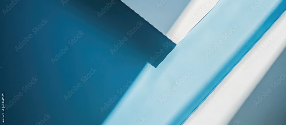 Poster aerial view of a modern photo studio featuring blue and white colors with ample blank space for cust