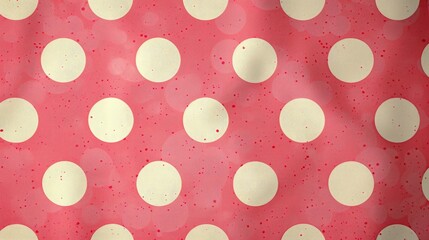 A vibrant pink background with large cream polka dots, creating a playful and cheerful design.